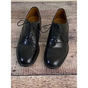 William Chatsworth Black Wing Tip Vintage Dress Shoes Made England 7.5 D READ